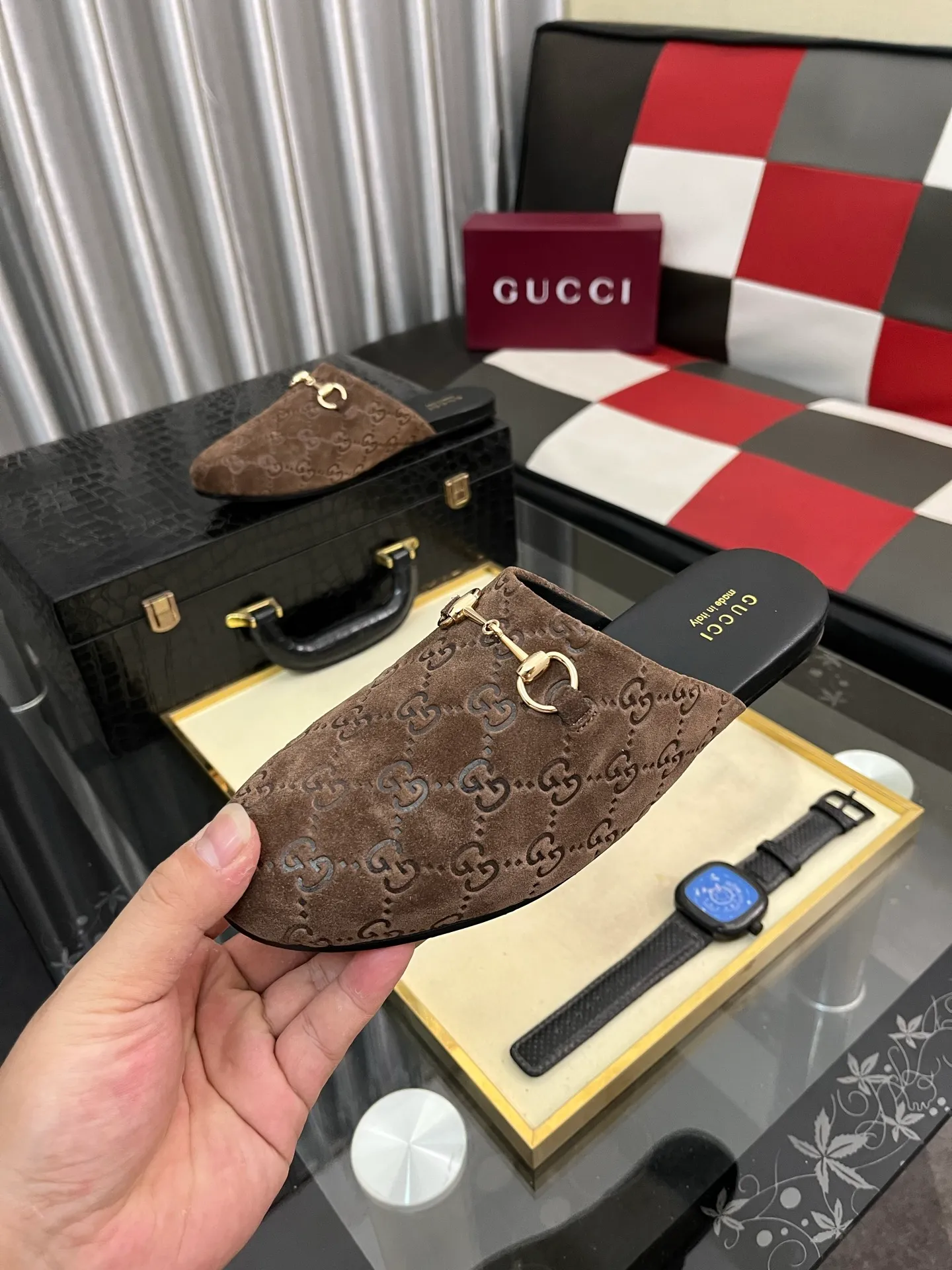Men's shoes 💰480⌚️⌚️[Gucci] 2024 new season half-slip men's shoes, made of Italian imported first-layer frosted cowhide➕sheepskin lining, original hardware buckle, original combination wear-resistant outsole, real shot 🎬 Very comfortable on the feet, size 36-44
